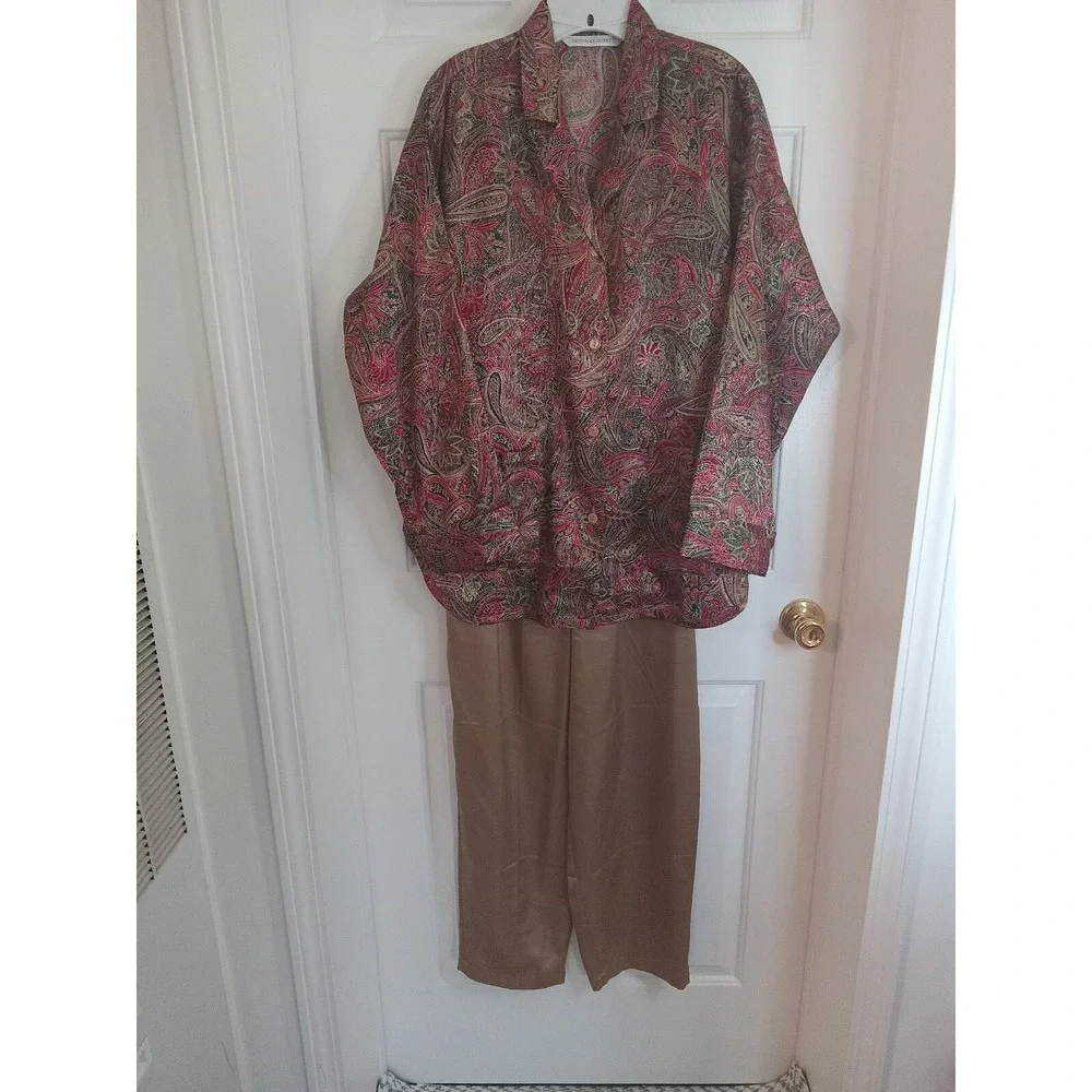 Vintage Victoria's Secret Button Down‎ Paisley Print Pajama Set Sz Med